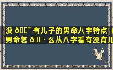 没 🐯 有儿子的男命八字特点（男命怎 🌷 么从八字看有没有儿子）